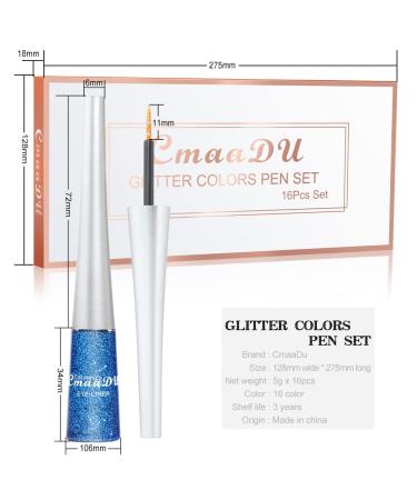 Bonnie Choice 16 Colors Liquid Glitter Eyeliner Set - Metallic Shimmer Eyeshadow in White, Silver, Rose Gold, Pink - Glitter Makeup for Colorful Eye Looks - Buy Online on GoSupps.com