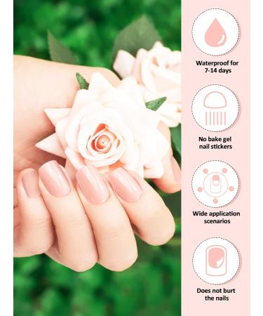 Kalolary 22PCS Full Wraps Nail Polish Stickers Self-Adhesive Nail Strips with 1PCS Nail File Gel Nail Art Wrap Stickers Decals for Women Girls (Apricot pink) - Buy Online on GoSupps.com
