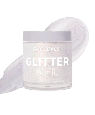 Body Glitter Gel 4 Color Sequins Sparkling Gel Glue Free Long Lasting Glitter for Hair Face Body Nail for Festival Party Wedding Halloween Daily Body Paint Makeup New Year Decoration (#04)