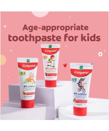 Colgate Kids Anticavity Toothpaste with 0% Artificial Substances SLS Free for Cavity Protection (3-5 Years 160g/80g x 2 Natural Strawberry Flavour) - Buy Online on GoSupps.com