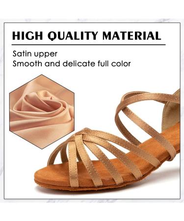 Girls Latin Dance Shoes - Low Heel Tango Salsa Ballroom Practice Performance Shoes 608 (Size 2 Little Kid, Beige) - Buy Online on GoSupps.com