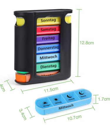 7-Day Pill Organizer Box with 4 Compartments - Weekly Medication Holder for Tablets & Supplements - Black - Buy Online on GoSupps.com