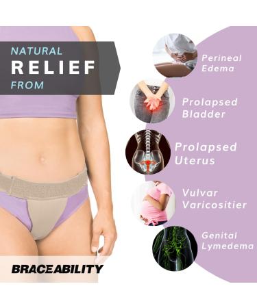 BraceAbility Prolapse Uterus Support Belt for Women - Relieves Dropped Bladder Vulvar Varicosities & Postpartum Pain | Medium Beige - Buy Online on GoSupps.com