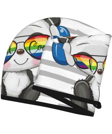 Hair Towel Wrap Quick Drying Towel Turban with Button | Panda Design for Effortless Hair Care - Buy Online on GoSupps.com