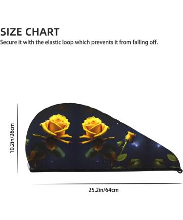 Super Absorbent Yellow Roses Dry Hair Cap for Women - Quick Dry Elastic Wrap for Long Thick Hair - Buy Online on GoSupps.com