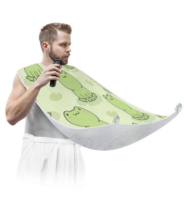Frog Dragonfly Beard Bib Apron Beard Bib Hair Catcher for Men Shaving and Trimming Non-Stick Waterproof Beard Cape Grooming Cloth with 2 Suction Cups Gifts for Men