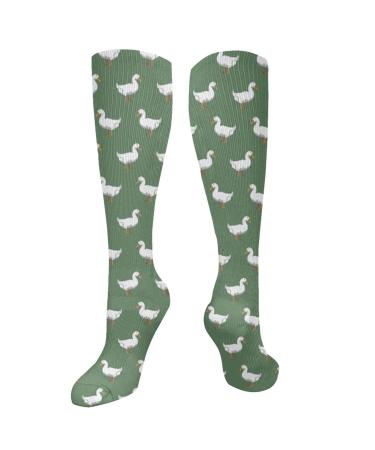 Pekin duck White duck Domesticated duck farm bird farm animals green compression socks for women and men circulation 15-20 mmHg is the best support for sporty running cycling