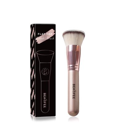 BEASOFEE The Big Flat Top Kabuki Foundation Brush for Liquid Cream Powder Makeup,Fiber Bristles ,Stippling Buffing Blending Good Premium Face Makeup Brush Set Tools Rose Golden pack 01Big