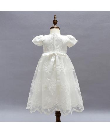 Leideur Baby Long Christening Gown | White Baptism Dress for Girls 6-9 Months - Buy Online on GoSupps.com