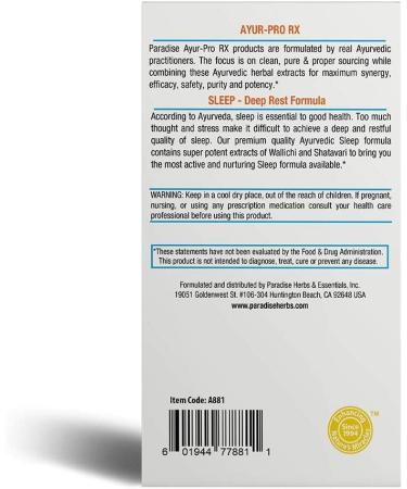 Paradise Herbs AYUR Pro Rx Sleep - 60 Vegetarian Capsules for Restful Sleep - Buy Online on GoSupps.com