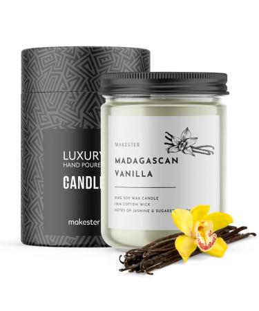 Luxury Scented Candle Gift - 220g Soy Wax with Madagascan Vanilla Jasmine & Sugared Almond. Scented Candles Gifts for Women