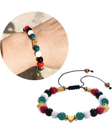 Oralgo Adjustable Woven Bracelet with National Flag - Colorful Pearls for Peace Supporters | Hand Chain for Peace Fans - Buy Online on GoSupps.com