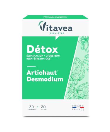 VITAVEA BIEN-ETRE - Artichoke Desmodium Detox dietary supplement - duo of active ingredients of natural origin - Elimination Digestion Well-being of the liver - 30 tablets - Made in France