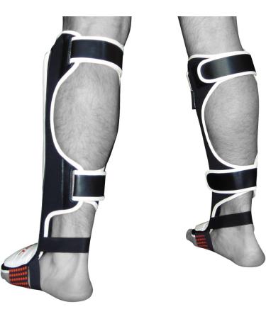 Meister Edge Leather Instep Shin Guards with Gel Padding - White S/M - Buy Online on GoSupps.com
