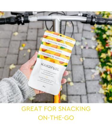 Handfuel Lemon Marcona Almonds Hand Roasted Salted Almonds 10g of Protein Non-GMO Vegan Friendly Plant Based Flavoured Nuts Gluten Free - 40g Per Pouch (12 Count) - Buy Online on GoSupps.com