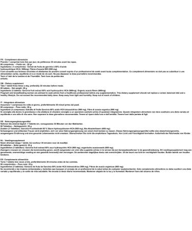 GARCINIA CAMBOGIA EXTRA STRONG | Weight Control | Hunger Suppressant - Fat Burning | 60% HCA - 60 Vegan Tablets | Prevent Snacks - Made in France - Buy Online on GoSupps.com