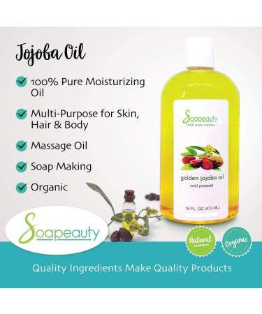 Soapeauty Golden Jojoba Oil | 100% Pure Unrefined & Cold Pressed | Moisturizing Oil for Skin Hair & Nails | 16 fl oz - International Shipping Available - Buy Online on GoSupps.com