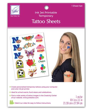 June Tailor JT-481 Inkjet Printable Temporary Tattoo Sheet  8.5 by 11-Inch  White