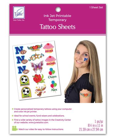 June Tailor JT-481 Inkjet Printable Temporary Tattoo Sheet  8.5 by 11-Inch  White - Buy Online on GoSupps.com