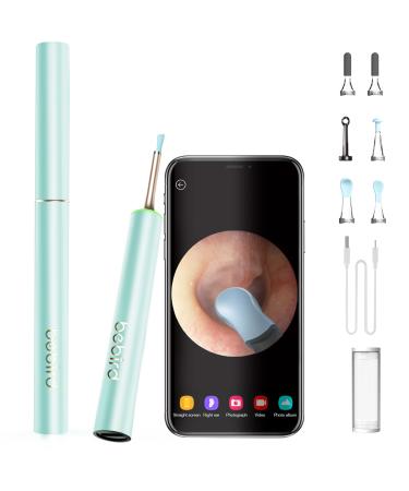 BRABURG Ear Wax Removal Tool Kit - Wireless Otoscope Ear Cleaner with Camera - Earwax Remover with Pimple Popper Tool & Magenetic Cap - Ear Camera for Adults & Kids (Cyan)