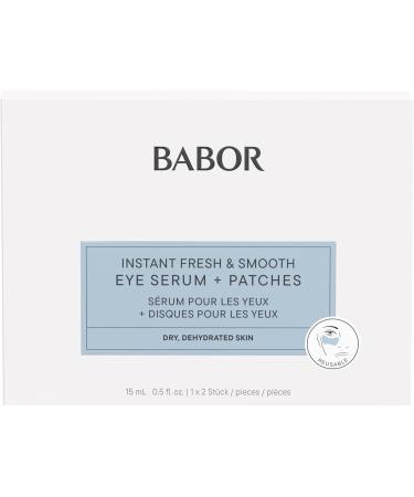 BABOR Instant Fresh & Smooth Eye Serum + Patches | Intensive Moisture & Freshness for a Smooth Eye Area | Eye Serum and Eye Pads (reusable) - 15ml Serum & 2 Eye Pads - Buy Online on GoSupps.com
