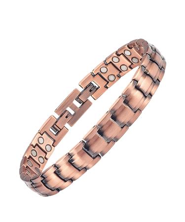 Enercoppex copper bracelet for arthritis and joints pure copper magnet therapy bracelet for carpal tunnel 3500 gauss effective magnet for pain relief healthy jewelry gift (COB - 0001W)