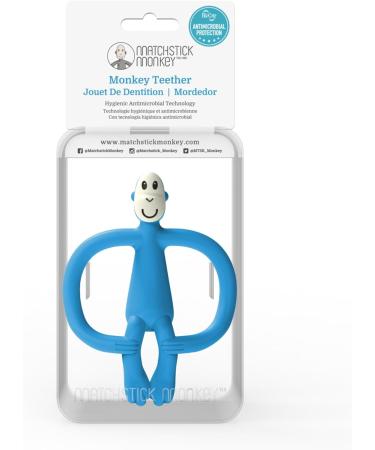 Matchstick Monkey Antimicrobial Silicone Teether & Gel Applicator - Blue Monkey | BPA Free | Easy-to-Grip | 3 Months+ | 11 cm - Buy Online on GoSupps.com