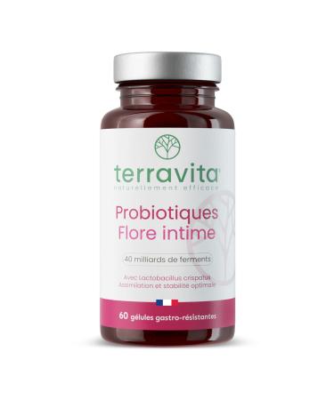 Probiotiques Flore Intime | 4 Souches Brevet es | 40 Milliards d'UFC | Lactobacillus Rhamnosus Reuteri Crispatus Salivarius | 60 G lules V g tales Gastro-r sistantes | Made in France | Terravita