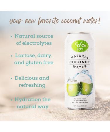 CoCo Joy 100% Natural Coconut Water 12 Pack 16.9 Fl Oz - Low-Calorie High-Calcium Drink with Electrolytes & Potassium - Buy Online on GoSupps.com