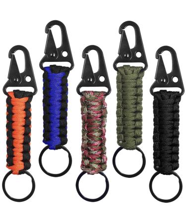 5 pieces Paracord key pendant Senhai carabiner braided keychain with clip for hanging keys or flashlight for outdoor camping fishing backpack for men and - Buy Online on GoSupps.com