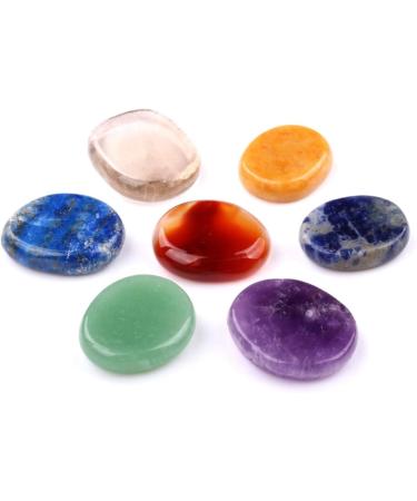 Natural Crystal Rough 7 Pieces Chakra Stones Set Natural Palm Crystals for Reiki Healing Feng Shui Decor with one Pouch - Buy Online on GoSupps.com