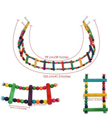 Buy SCSPECIAL VOGELADER: Colorful Flexible Wooden Parrot Swing Bridge for Nymphensittiche - 99 cm 16 Levels Perfect for Climbing & Hanging - International Shipping Available - Buy Online on GoSupps.com