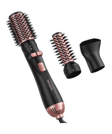 Rotating Hair Dryer Brush 3 in 1 Round Hot Air Spin Brush Set Volumizer Blow Dryer Brush with 2 Brushes and Concentrator Pink Black