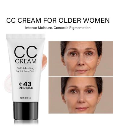 3PCS CC Cream for Older Women Skin Tone Adjusting Cc Cream Foundation Spf 43 Self Adjusting for Mature Skin Even Complexion Conceals Moisture & Anti Aging  - Buy Online on GoSupps.com