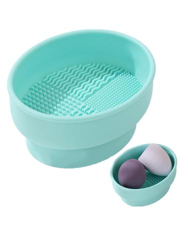 3 in 1 Makeup Brush Cleaner Bowl - Silicone Mat for Easy Cleaning Drying & Storage - Mint Green | Perfect for Makeup Lovers - Buy Online on GoSupps.com