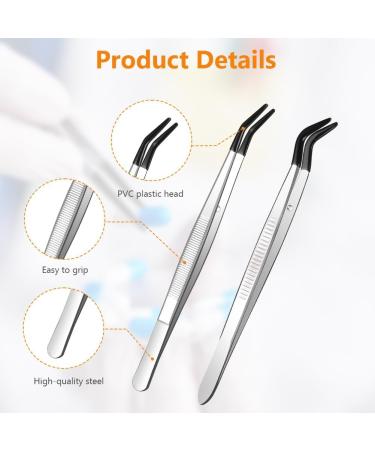 Ainiv 4Pcs Stainless Steel Tweezers Set - Non-Slip Rubber Tips for Jewelry Making & Crafts - Buy Online on GoSupps.com