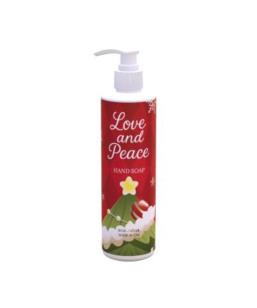 Christmas Hand Soap LovePeace Design | Fresh Green Tea & Lemon Scent | 4 Pack 16 oz Pump Bottles | Heartwarming Christmas Bathroom & Kitchen Decor | Paraben-Free Made in USA 4 16 Fl Oz (Pack of 4)