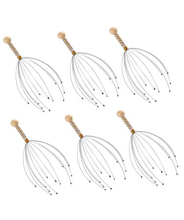 Healvian 6pcs massager multifunctional tool claws massage shampoo scrubber massage brush steel and wood.