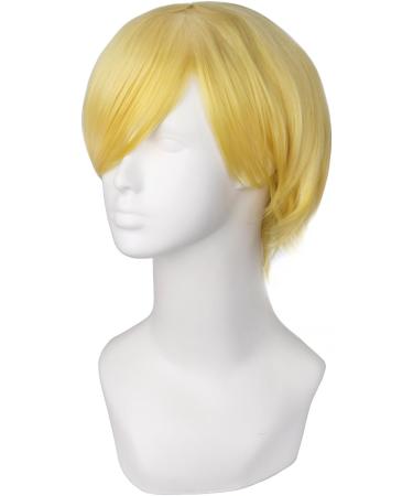 MapofBeauty Cosplay Men's Short Straight Wig - Blonde Flax Yellow - Buy Online on GoSupps.com