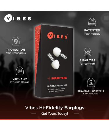 Vibes High-Fidelity Earplugs - Concerts, Musicians, Motorcycles, Airplanes, Raves, Work - Hearing Protection - Fits Small, Medium, Large - Shark Tank Featured - Buy Online on GoSupps.com