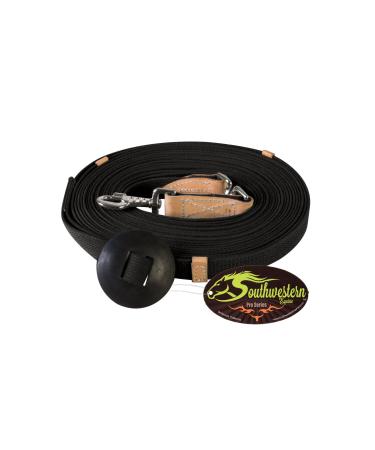 35' Flat Cotton Web Lunge Line with Bolt Snap & Rubber Stop - by Southwestern Equine (35', Black) 35' Black