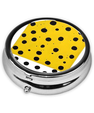 Mustard Yellow & Black Round Pill Box | 3 Compartment Portable Travel Organizer for Vitamins & Medications - Buy Online on GoSupps.com