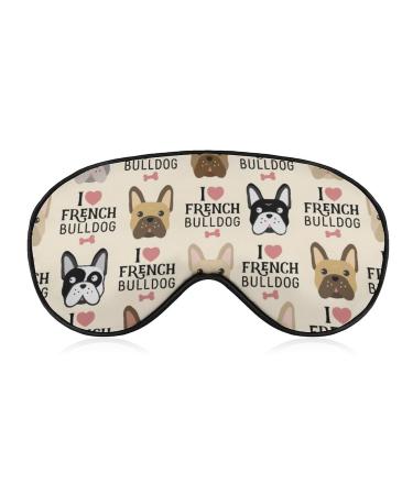 Sleep Mask for Women Men Compatible with I Love French Bulldog Blockout Light Eye Mask for Sleeping Blindfold Eye Cover with Adjustable Strap Soft Eye Shade for Nap Travel Night Shift 1 Count (Pack of 1) Pattern (262)