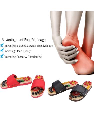 Colorful Pebble Stone Massage Shoes | Natural Acupressure Foot Care | Relaxation at Home (39-Red) | International Shipping - Buy Online on GoSupps.com
