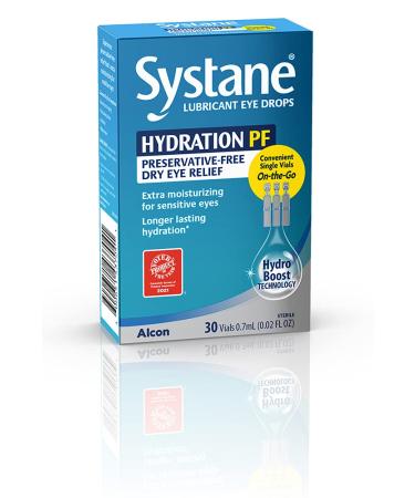 ALCON Systane Hydration Preservative-Free Lubricant Eye Drops, Transparent, 0.6 Fl Oz, 30 Count
