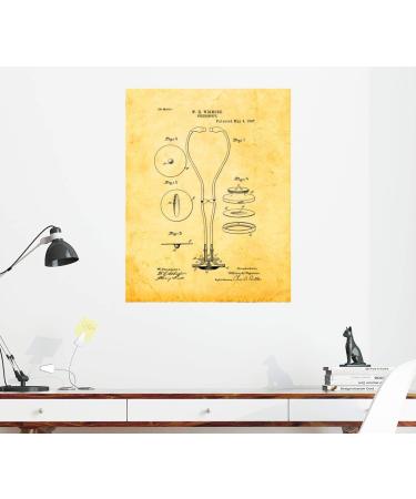 Stethoscope Patent Print - Golden Look 5x7 | Unique Medical Art D cor for Home & Office - Buy Online on GoSupps.com