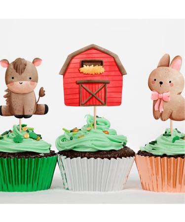 SLOCIEGO Farm Cupcake Topper - 40 PCS Farm Animals include Pig Cow Horse Chicken Cake Topper Party Decorations for Kids Birthday Baby Shower Barnyard Cartoon Cupcake Topper Picks Party Supplies - Buy Online on GoSupps.com