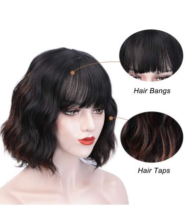 ColorfulPanda Women s Short Bob Wig with Ponytail - Black & Brown Curls Heat-Resistant 14 Inch Cosplay Costume Wig - Buy Online on GoSupps.com