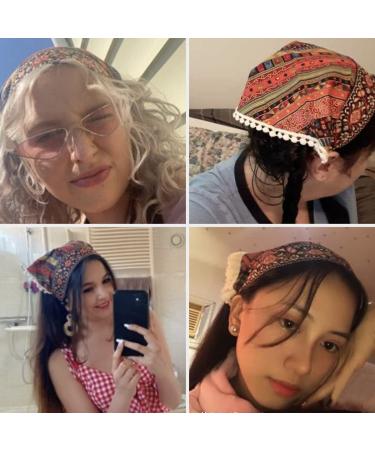 TOBATOBA Boho Bandana Headbands for Women - 3Pcs Hair Scarf Triangle Headband Set with Clips | Cottagecore Hair Accessories for Women - Buy Online on GoSupps.com