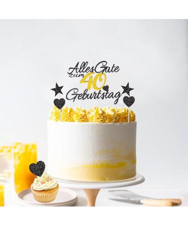Shop 11 Piece Gold Rock Cake Decoration Set for 40th Birthday - Perfect for Men & Women | Happy 40th Birthday Cake Topper & Tortendeko - Buy Online on GoSupps.com